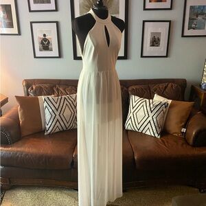 Lulus White Sexy Back Sleeveless Halter Maxi Dress